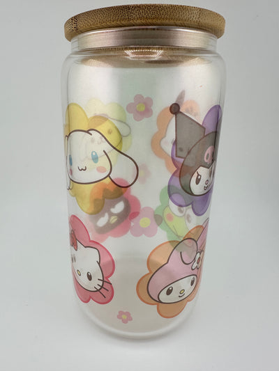 16 OZ Sanrio Libby cup- Purple Shimmer base cup- Glass straw