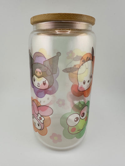 16 OZ Sanrio Libby cup- Purple Shimmer base cup- Glass straw