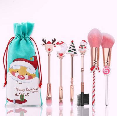 Christmas 6 Piece Brush set with pouch