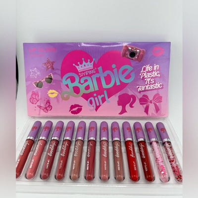 Barbie Girl 12 Pack Liquid Lipstick/Lip Gloss combo - New